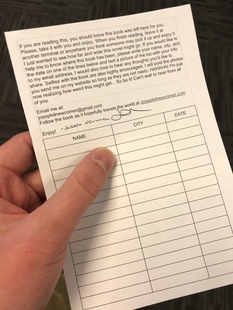 The form to fill out when you pick up the traveling book of Diminishing return